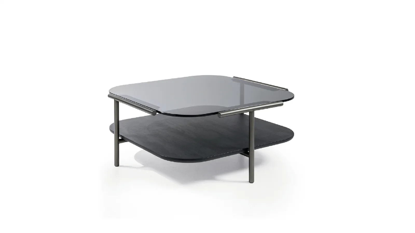 Square Cloud Coffee Table in glass and wood by Cantori.
