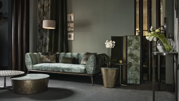 Conic coffee table with marble top and metal base by Cantori.