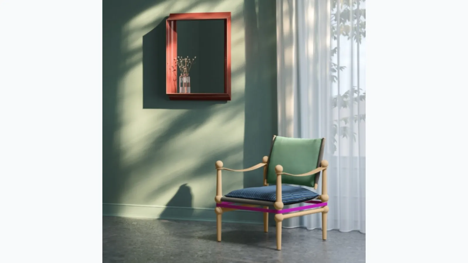 Coves mirror with ceramic frame by Magis.