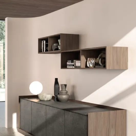 Cube shelves in Orme Walnut material.