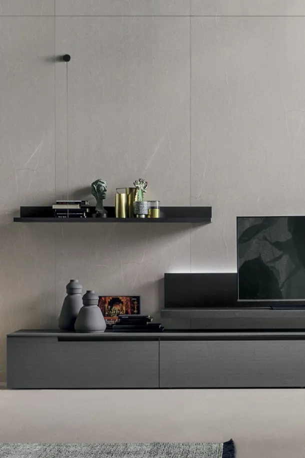 Elle & Filo shelves in carbon oak material by Tomasella.