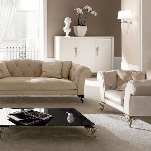 Low coffee table with glass top George by Cantori