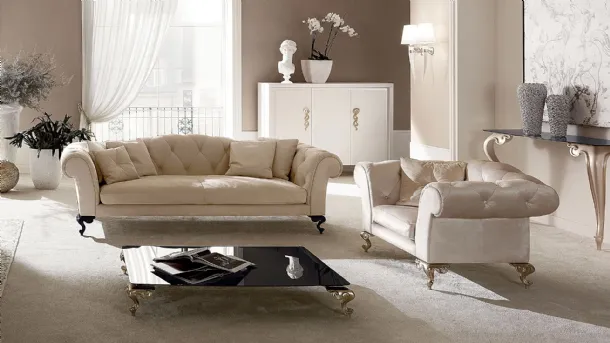 Low coffee table with glass top George by Cantori