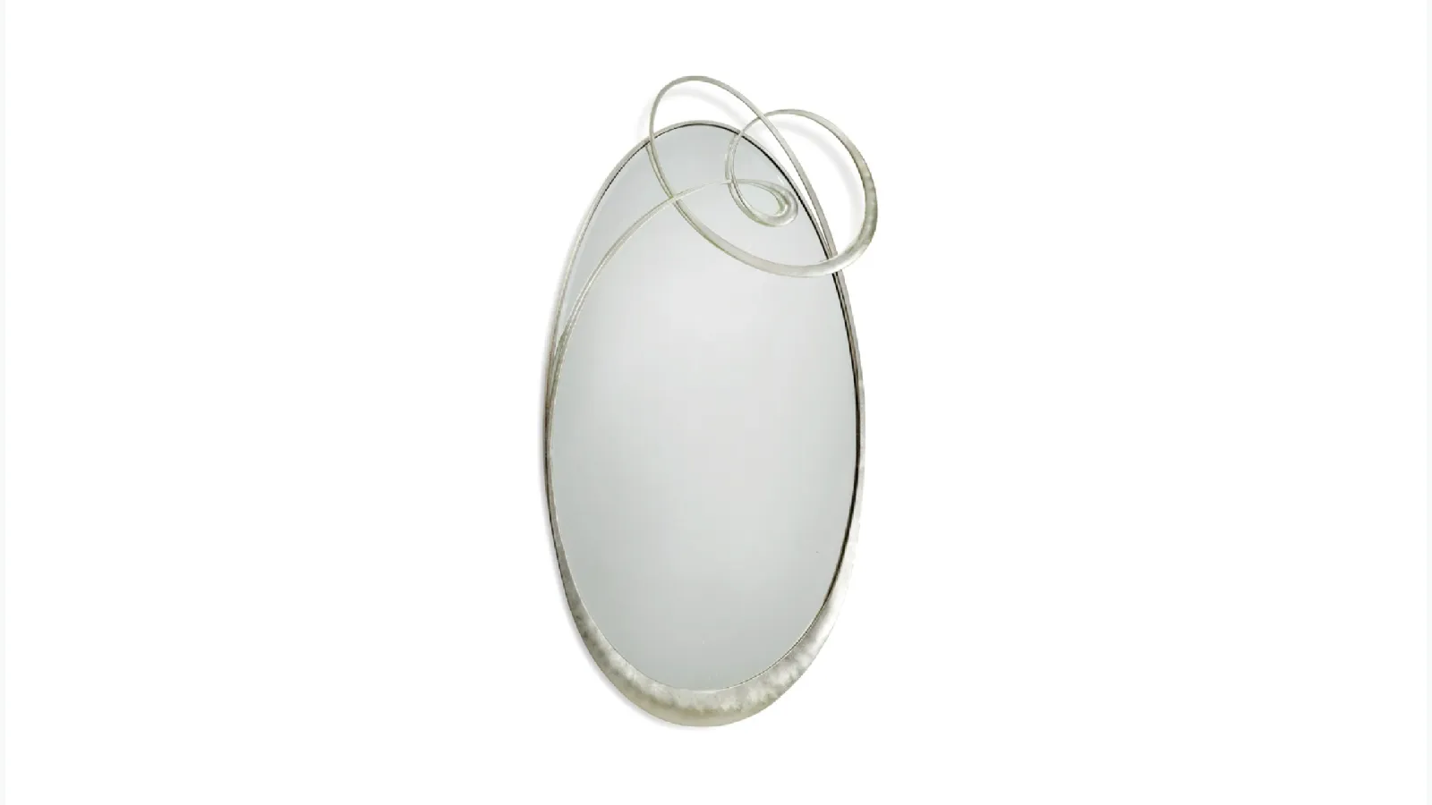 Oval mirror Ghirigori with wrought iron frame by Cantori.