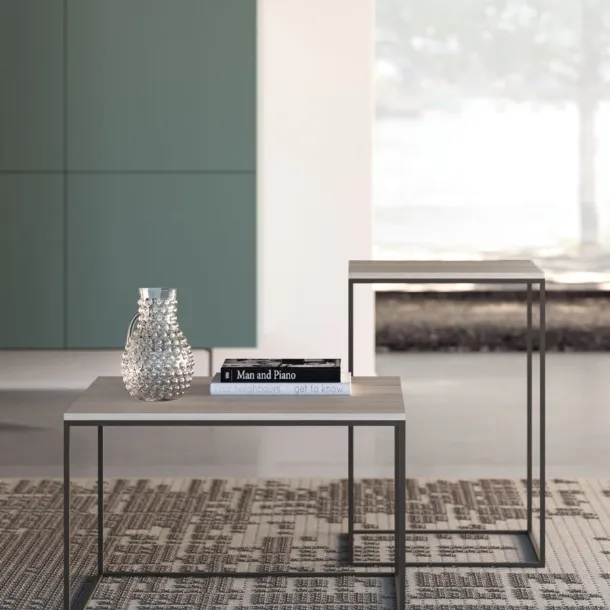 Ginestra coffee table with oxidized materic top by Orme.