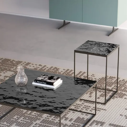 Glass coffee table Ginestra by Orme, hammered glass.