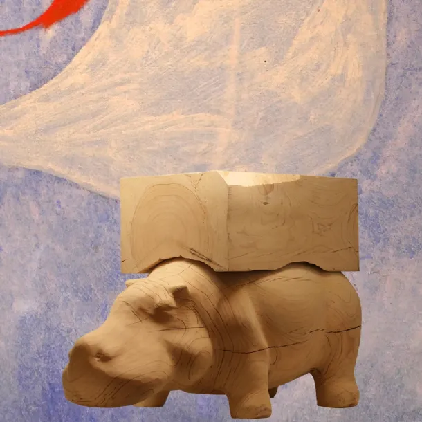 Hippo Wagon Wood pouf by Adriani and Rossi.