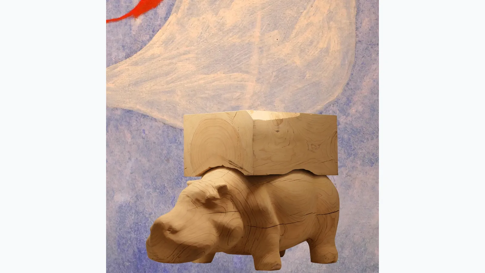 Hippo Wagon Wood pouf by Adriani and Rossi.