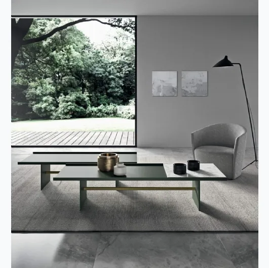 Lacquered and marble Irori coffee table by Presotto.