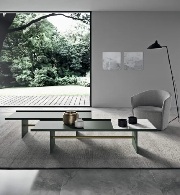 Lacquered and marble Irori coffee table by Presotto.