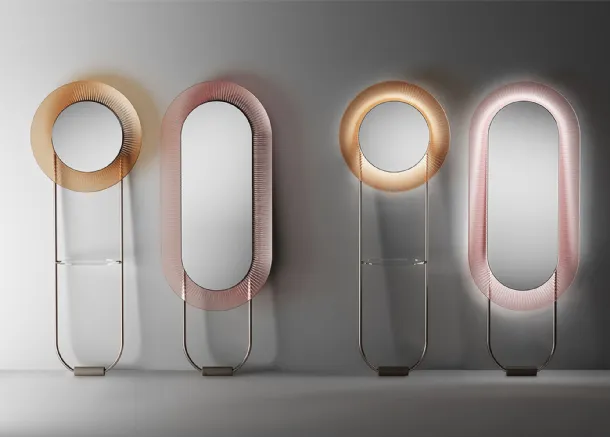 Mirror Kathleen with a frame in back-painted glass by Fiam