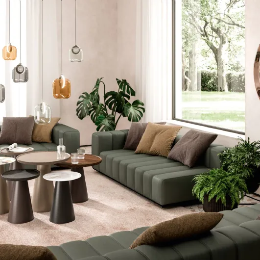 Koni coffee table in ceramic or wood with Ozzio metal base.