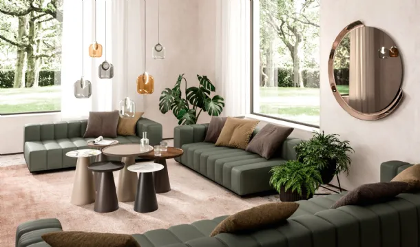 Koni coffee table in ceramic or wood with Ozzio metal base.