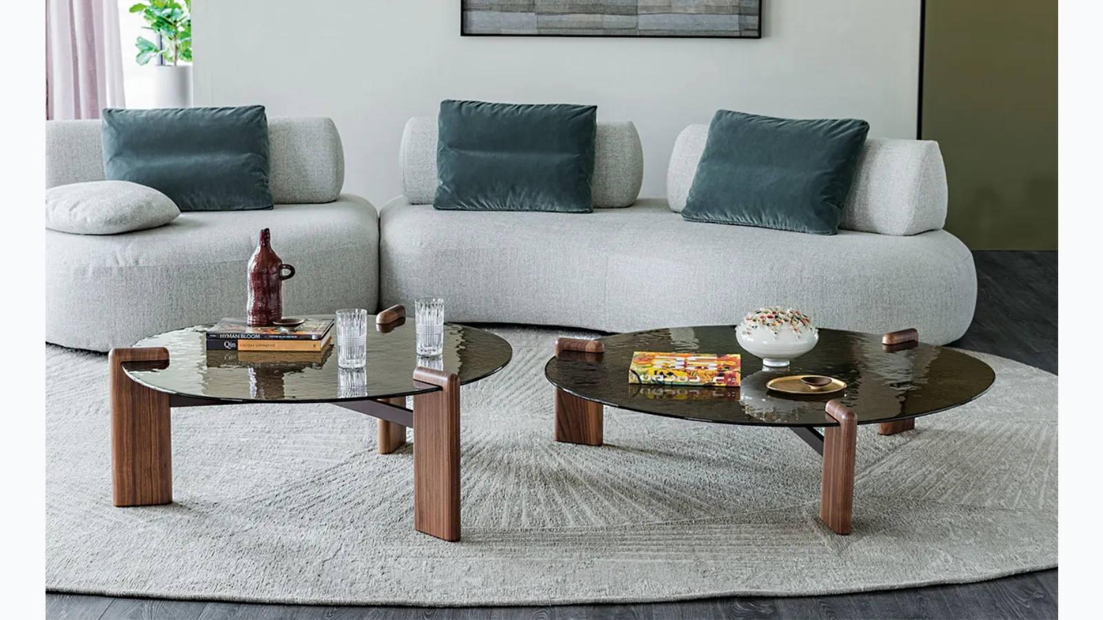 Lagoon coffee table in glass and wood by Cattelan Italia