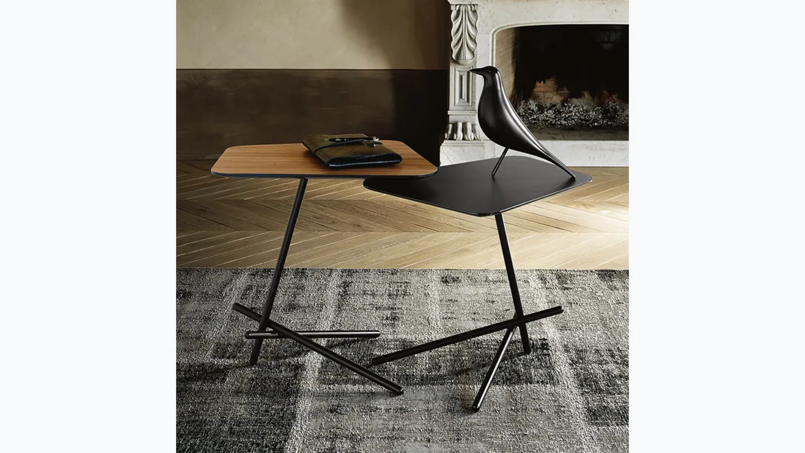 Laser coffee table in walnut or Cattelan Italia crystal.