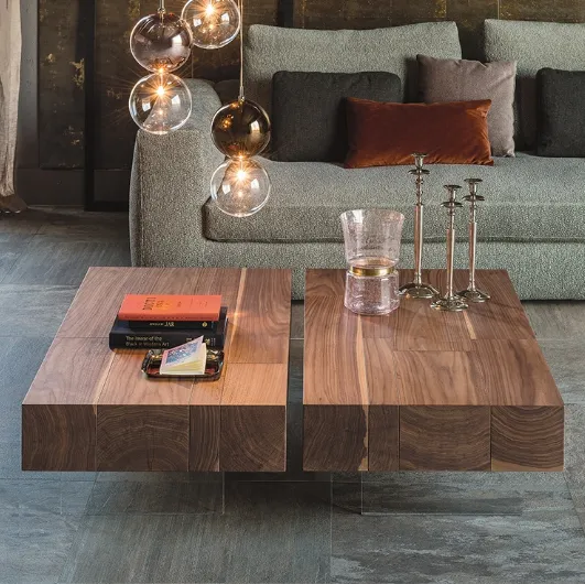 Walnut coffee table with transparent metacrylic legs by Cattelan Italia.