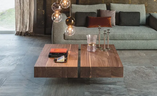 Walnut coffee table with transparent metacrylic legs by Cattelan Italia.