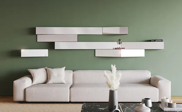 Metal shelves with mirror Look by Minotti Italia