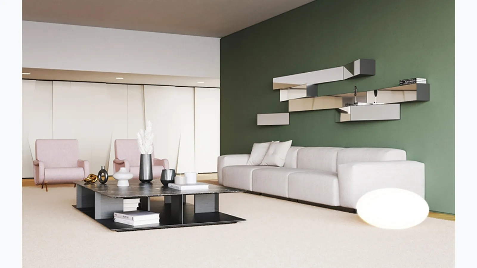 Metal shelves with mirror Look by Minotti Italia