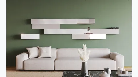 Metal shelves with mirror Look by Minotti Italia