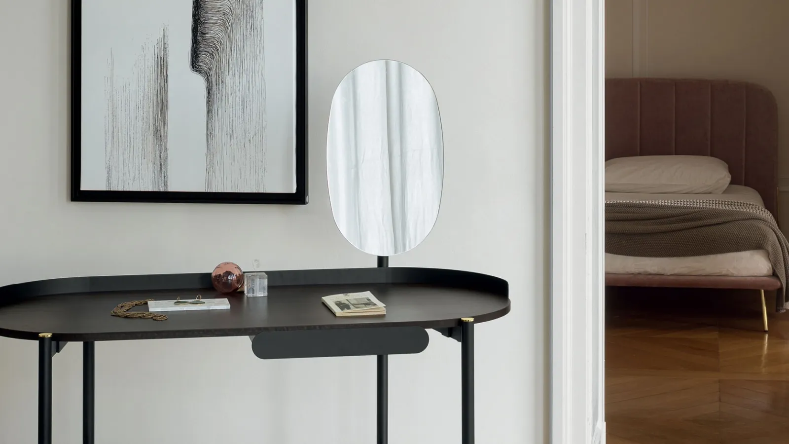 Wooden desk with metal legs Madame by Calligaris.