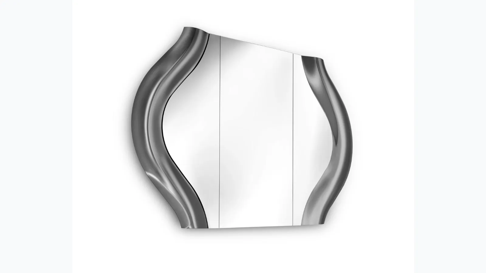 Magnificent mirror with a curved glass frame by Fiam.
