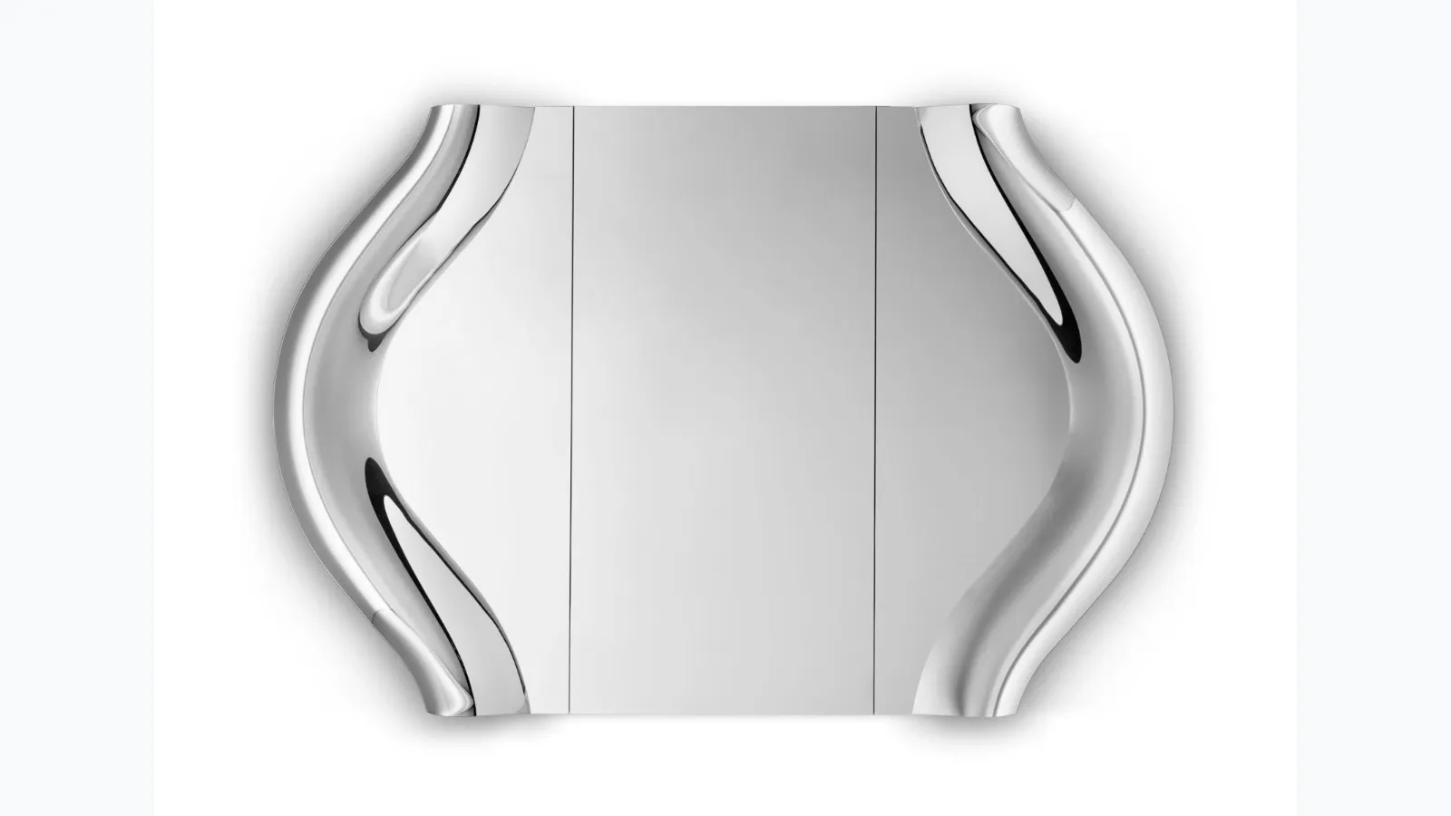 Magnificent mirror with a curved glass frame by Fiam.