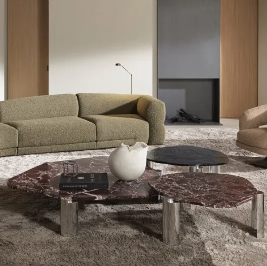 Maylis coffee table in marble and glass by Molteni & C