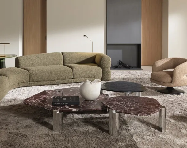 Maylis coffee table in marble and glass by Molteni & C