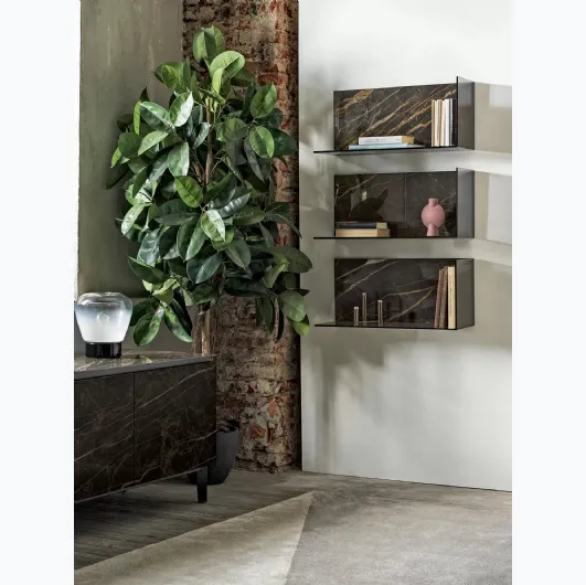 Zen shelf in SuperMarble and crystal by Bontempi