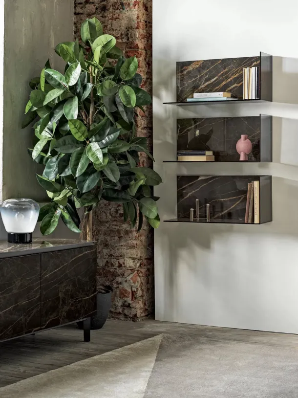 Zen shelf in SuperMarble and crystal by Bontempi