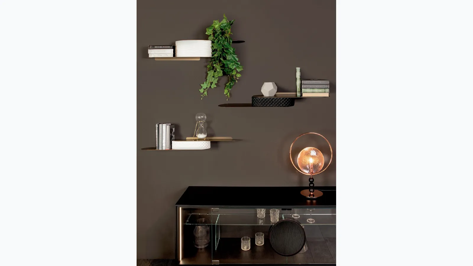 Metal shelves for snowboards, painted by Tonin Casa.