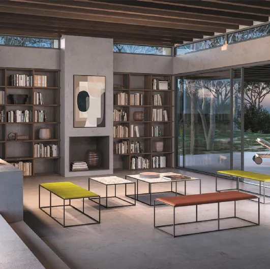 Nemesi coffee table with porcelain top and metal base by Felis.