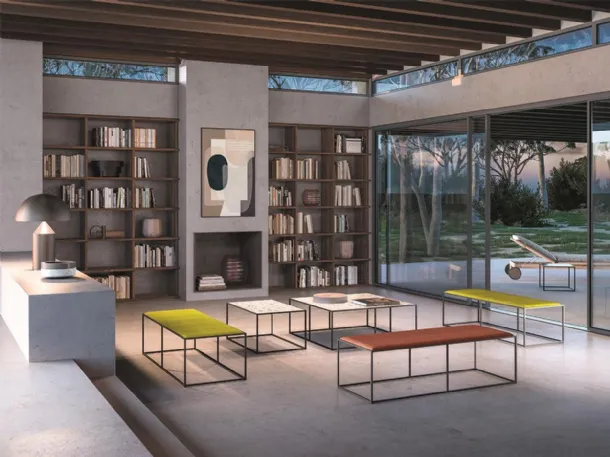 Nemesi coffee table with porcelain top and metal base by Felis.