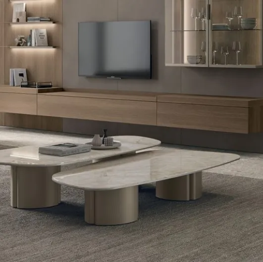 Nemo coffee table with a ceramic top by Tomasella