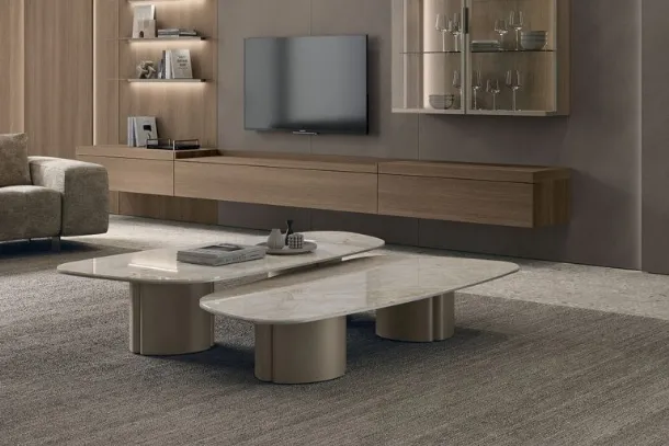 Nemo coffee table with a ceramic top by Tomasella