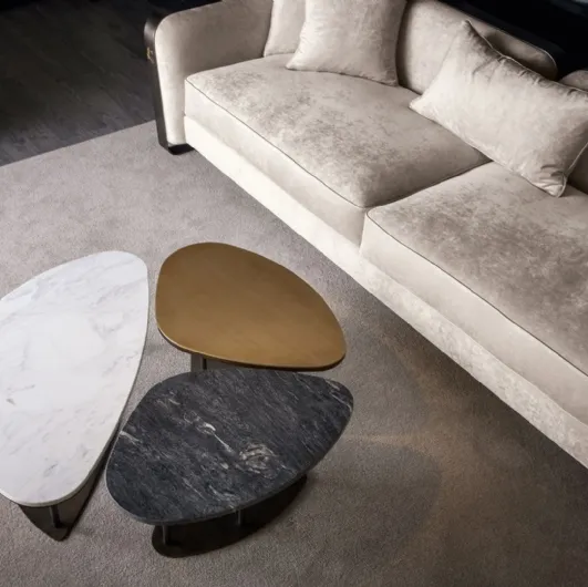 Water Lily coffee table with a stone, marble or metal top, from Cantori.