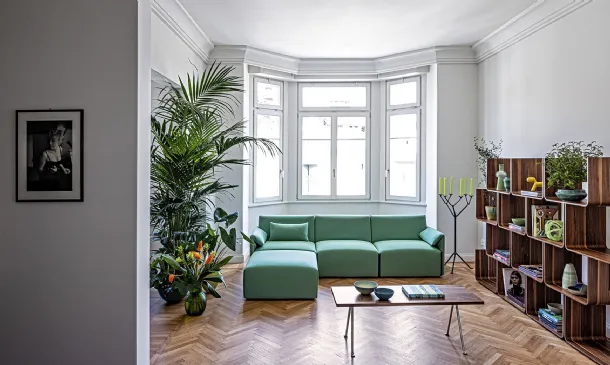 Beechwood top and iron structure Officina Low Table by Magis.