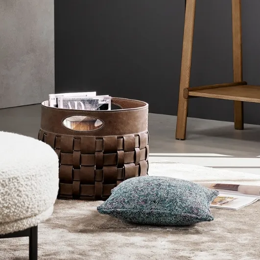 Bonaldo's woven leather magazine rack called Roger.