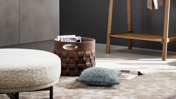 Bonaldo's woven leather magazine rack called Roger.