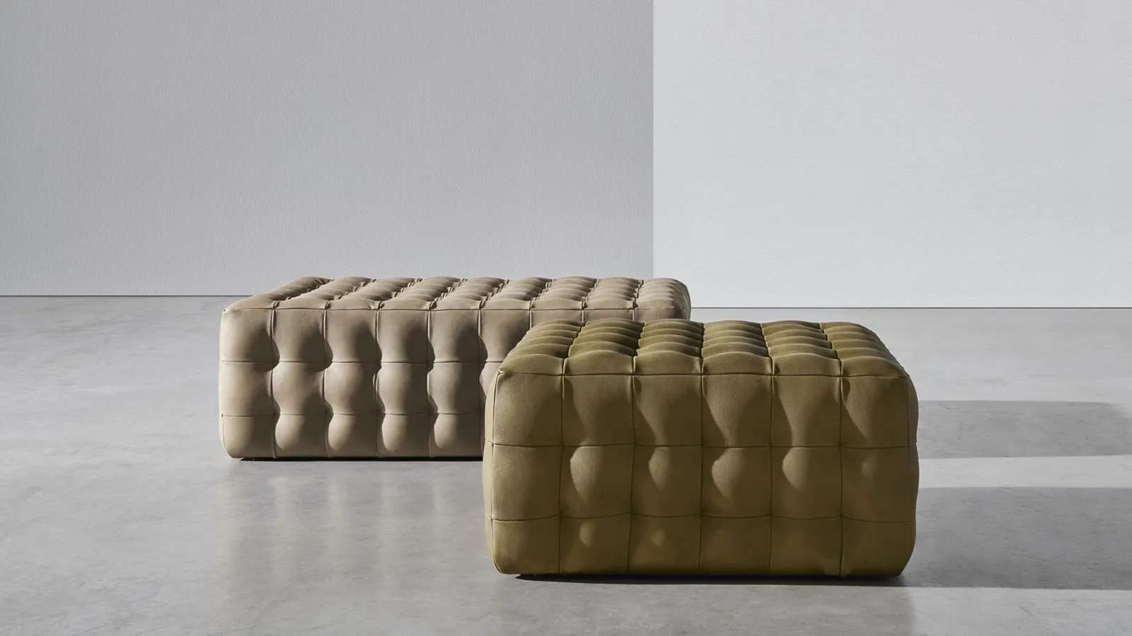 Chocolate pouf padded and quilted by Twils