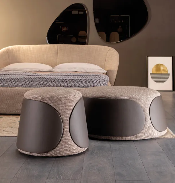 Pouf Mama in fabric and leather by Tonin Casa.