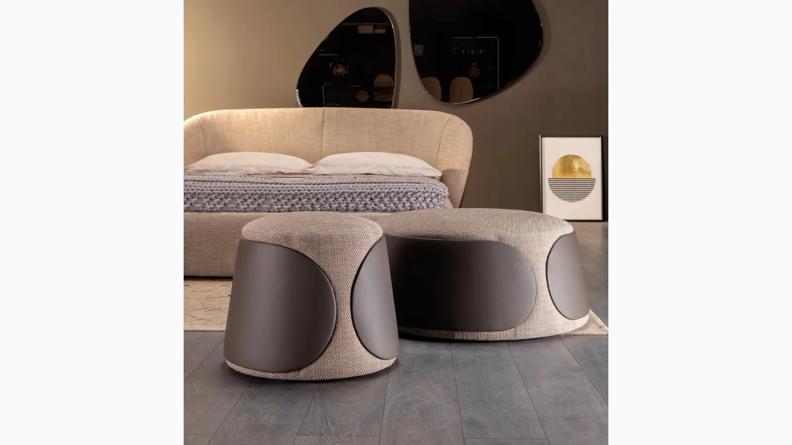 Pouf Mama in fabric and leather by Tonin Casa.