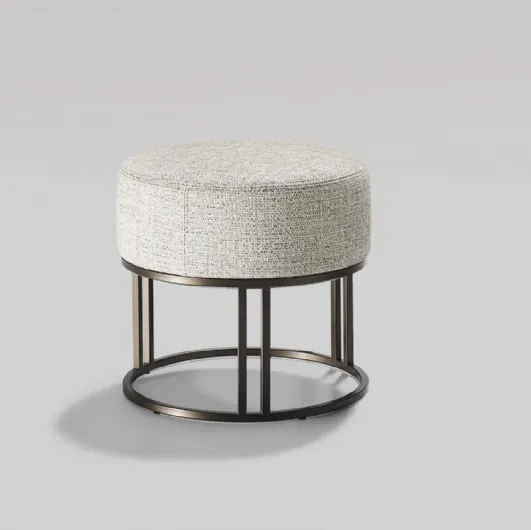 Orion fabric pouf with padded seat and metal base by Twils.