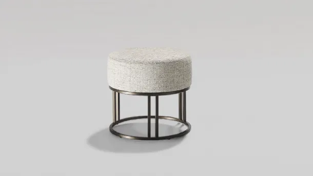 Orion fabric pouf with padded seat and metal base by Twils.