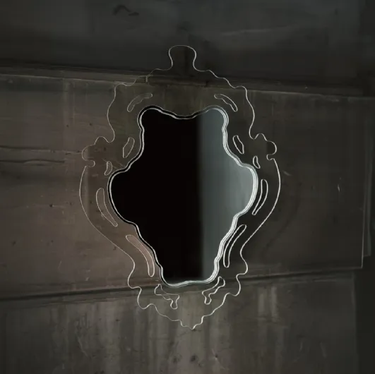 Rococo mirror with a frame in shaped and pierced crystal by Glas Italia.