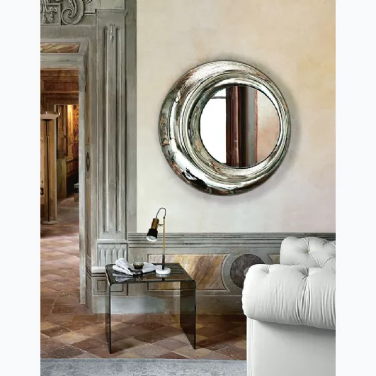 Glass-framed Rosy mirror with silvered glass backing by Fiam.