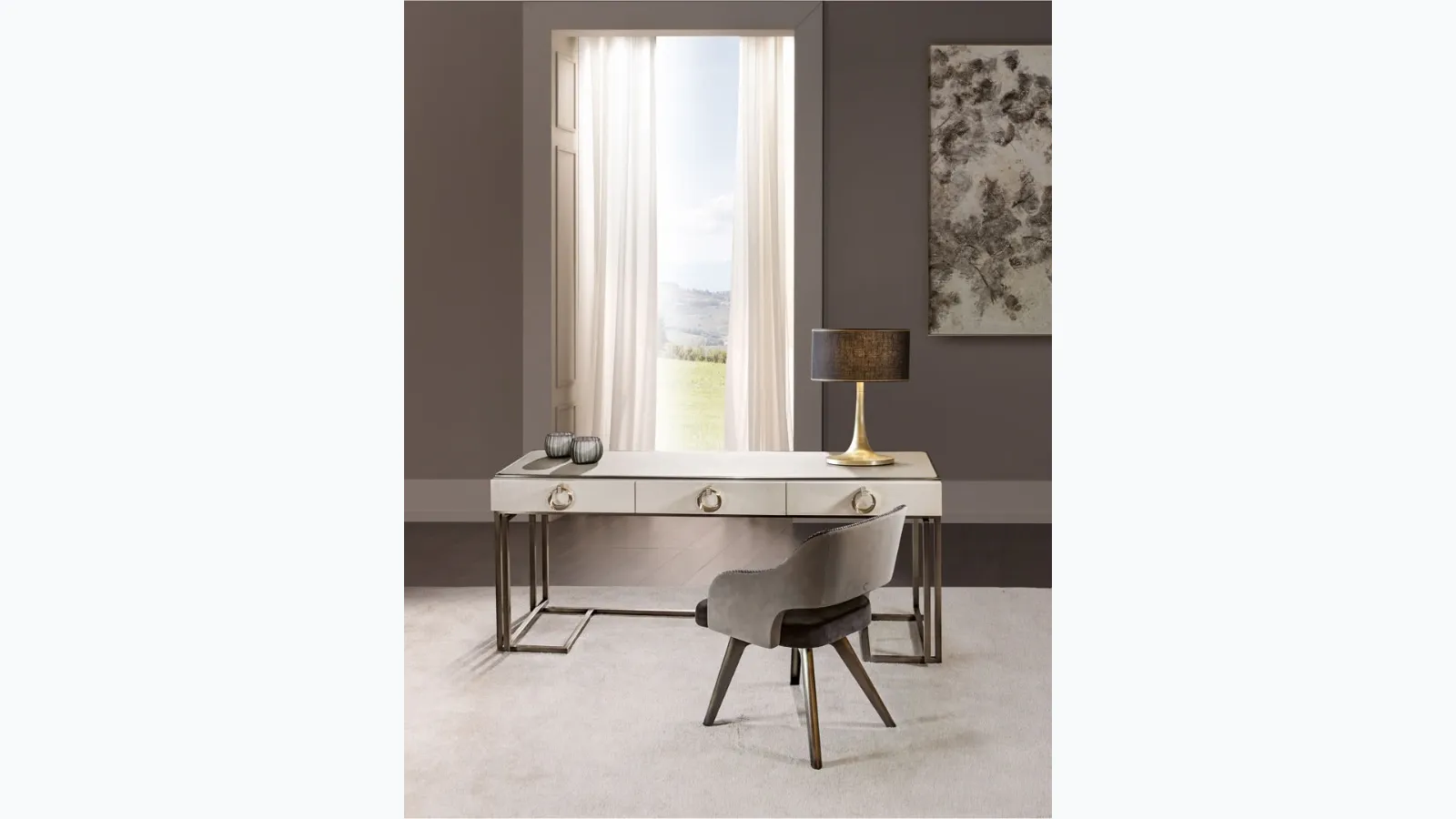 Voyage writing desk covered in leather by Cantori.