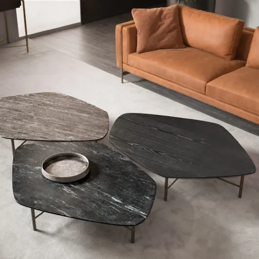 Coffee table with irregular top in marble, stone or wood Shanghai by Cantori