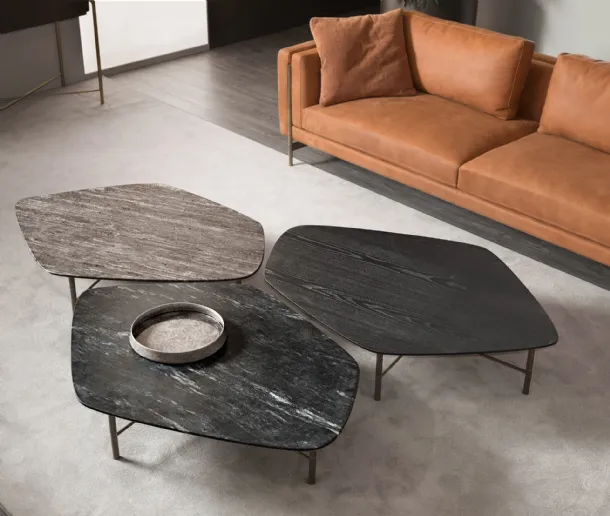 Coffee table with irregular top in marble, stone or wood Shanghai by Cantori